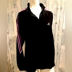 Adidas climate proof black jacket with lavender trim